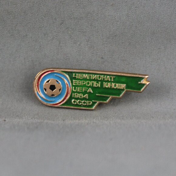 Vintage Soccer Pin - 1984 European Championships USSR - Stamped Pin - Picture 1 of 3